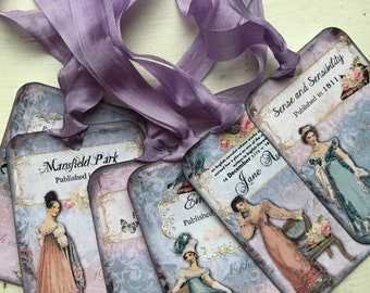 Jane Austen Gift Tags: Vintage Style Bookmarks, Set of 8