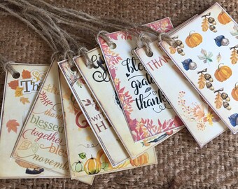 Thanksgiving Tags Fall Autumn Harvest Blessed Grateful Thankful Pilgram Tags Fall Decor Place Setting