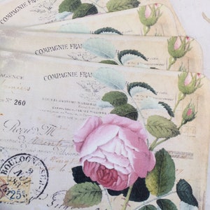 Gift Tags Pink Roses Vintage Receipt Tags French Inspired Tags Shabby Chic Inspired Tags French Decor Shabby Decor Grunge Decor