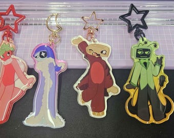Llaveros del mundo de Dandy: Sprout, Vee, Shelly y Astro