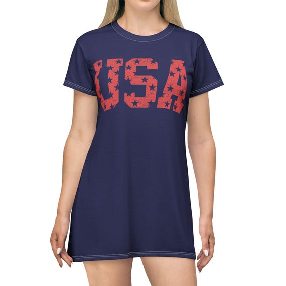 patriotic t shirt dress Light My Firecracker Striped USA T-Shirt Dress