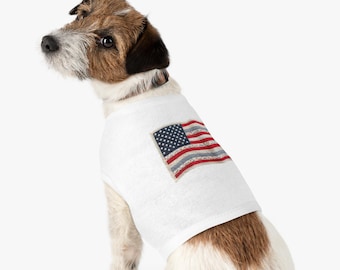 Distressed American Flag Pet Tank Top | Patriotic Dog Shirt
