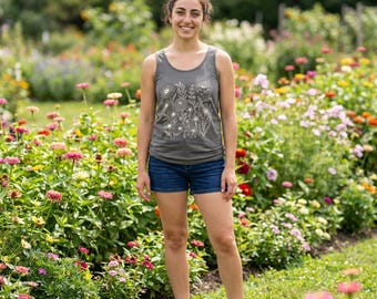 Koszulka bez rękawów Wildflower Cottagecore Comfort Colors | Prezent dla ogrodnika