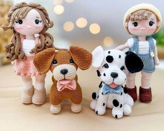 4 patrones de cachorros de crochet en PDF – Paquete de peluches de perro amigurumi – Descarga instantánea – Juguete de crochet DIY