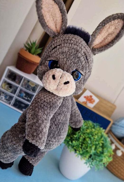30 Donkey Crochet Patterns for Farm Animal Fans, Gifts, and Nursery Decor 3 Cute Grey Donkey Plush Tutorial