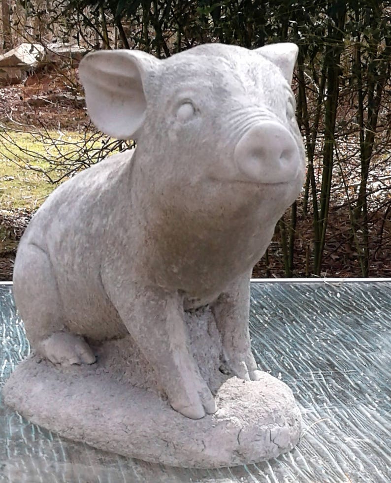 Pig Sitting Statue Large Etsy