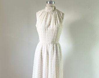 1970 Wedding Dress, Sophisticated Ivory Maxi Dress, Size S, VFG