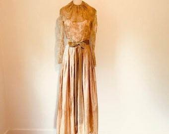 1970s Golden Evening Dress, Richilene Gown, XS, VFG