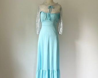 70s Pale Blue Dress, Size S, VFG