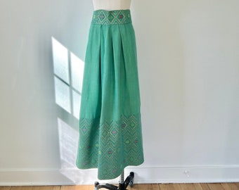 60s Green Maxi Skirt, Size M, VFG