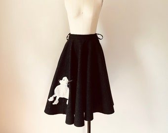 50s Wool Circle Skirt, Size XS, Poodle Skirt, VFG