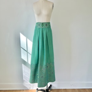 60s Green Maxi Skirt, Size M, VFG