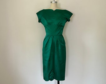 1950s Green Satin Dress, XS, VFG