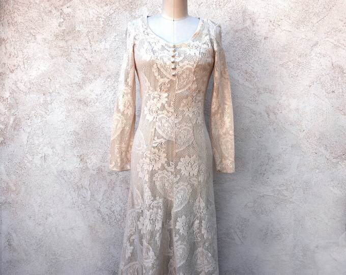 Cotton Lace Dress 70s Hippie Wedding Dress - Etsy