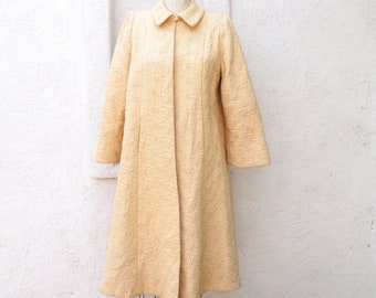 Vintage 1950s Gold Quilted Evening Coat, XS