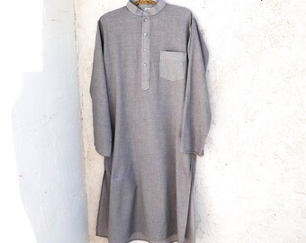 Gray Unisex Tunic, Middle Eastern Shirt, Mens Nightshirt