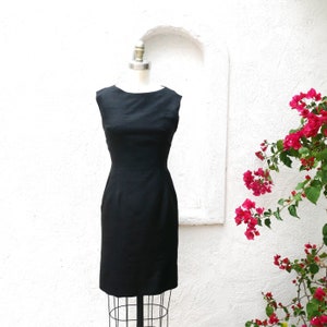 1960s Black, Sleeveless, Sheath Dress, XS LBD