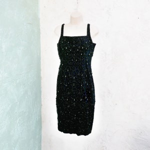 1950s Beaded Cocktail dress, Size S, Old Hollywood,  Little Black Dress