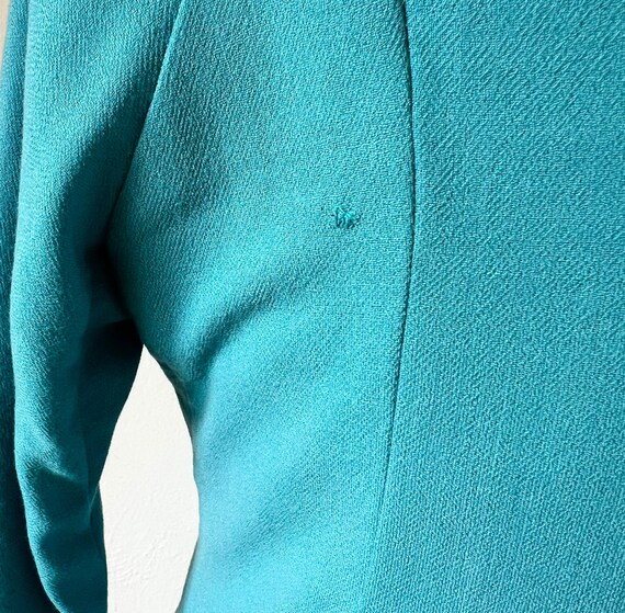 50s Turquoise Wool Dress, Size M, VFG, 50s Design… - image 6