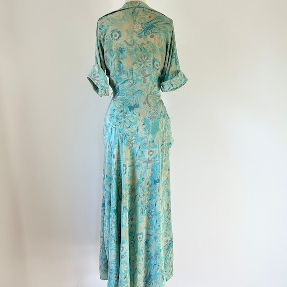 50s Zip Up Silk Hostess Dress, XS, 1950s Dressing… - image 5