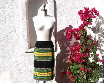 Colorful Hand Made Striped Pencil Skirt, Size S