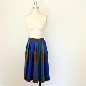 80s Blue Wool Pleated Skirt by Liz Claiborne, Size S, VFG