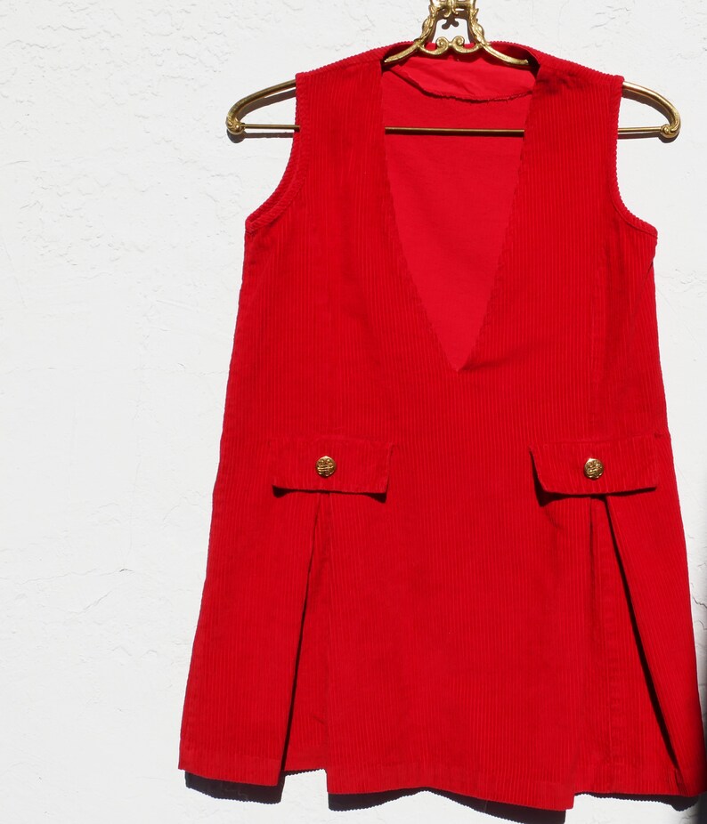 Little Girl 1960s Red Corduroy Jumper Dress Etsy