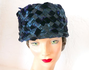 1950 Straw Pillbox Hat, VFG