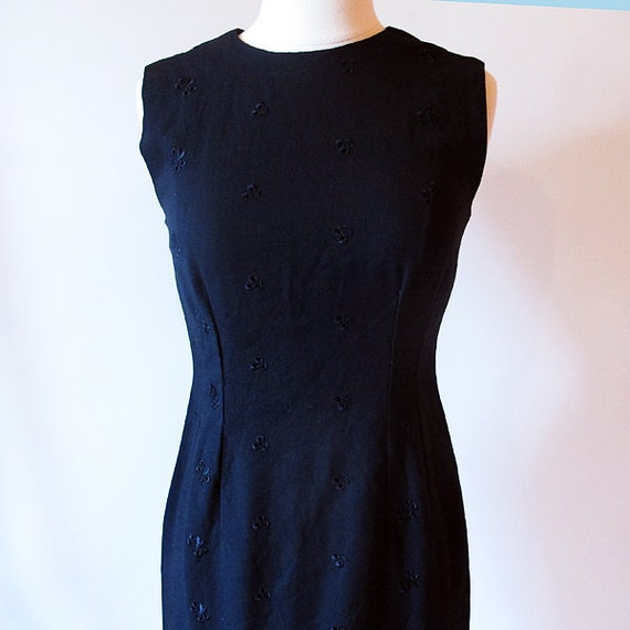 Vintage 50s Little black dress, Size S, Sleeveles… - image 2