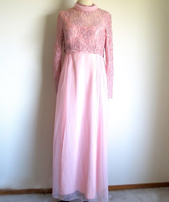 Pink Wedding Dress,Long Sleeve Dress with an Empi… - image 3