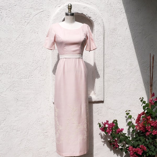 1960s Long Pale Pink Dress, XS, by Lorrie Deb