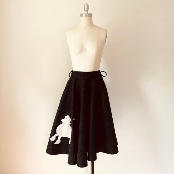 50s Wool Circle Skirt, Size XS, Poodle Skirt, VFG