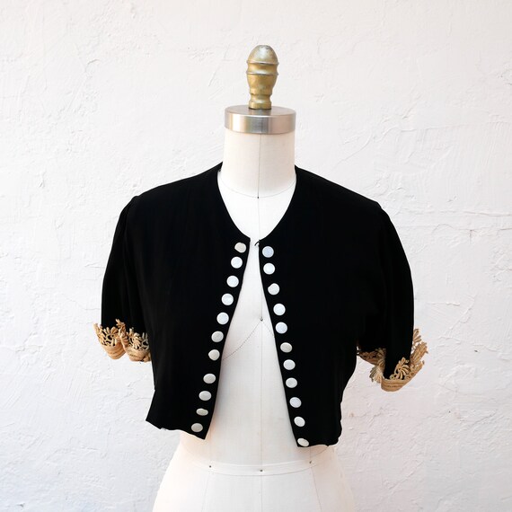 Vintage 40s Black Evening Bolero