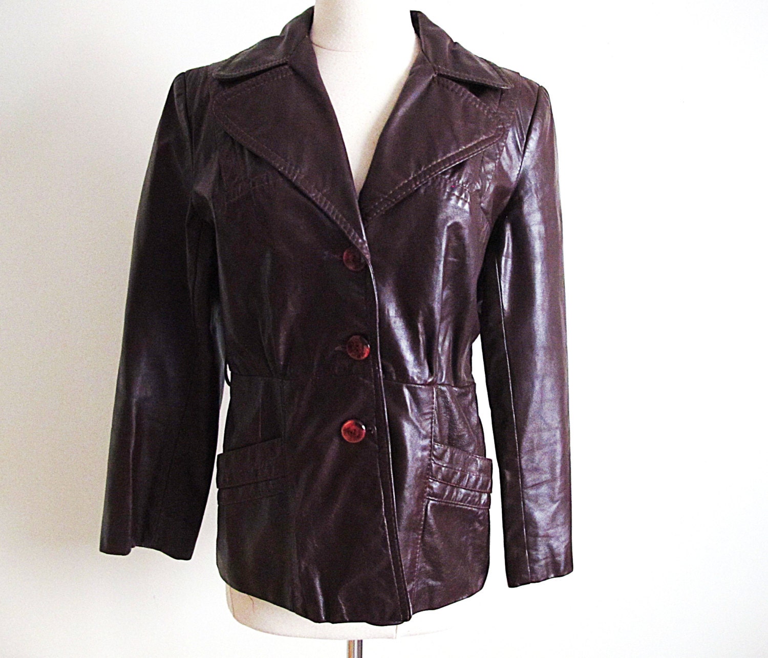 Chocolate Brown Jacket Vintage Womens 60s Leather Jacket Etsy