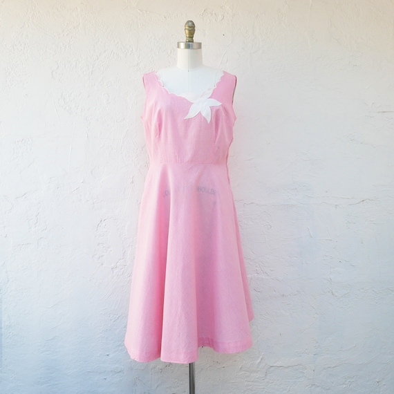 1950's Pink Cotton Gingham Dress