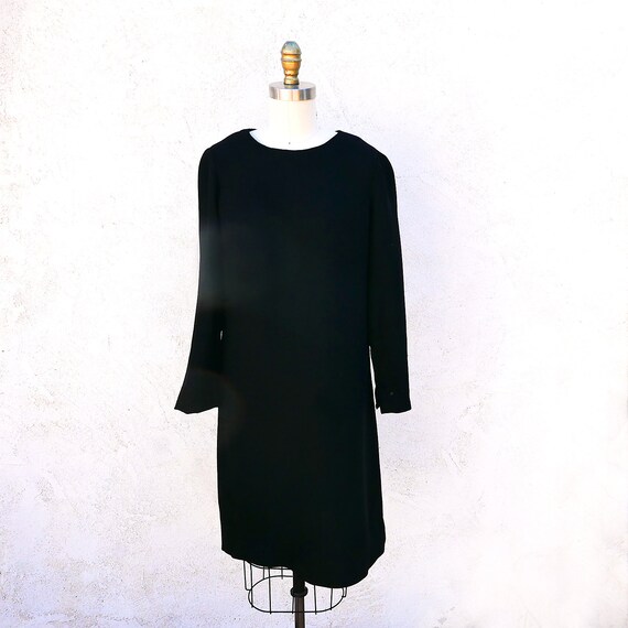 60s Little Black Dress, Size M, Long Sleeves, Sim… - image 9