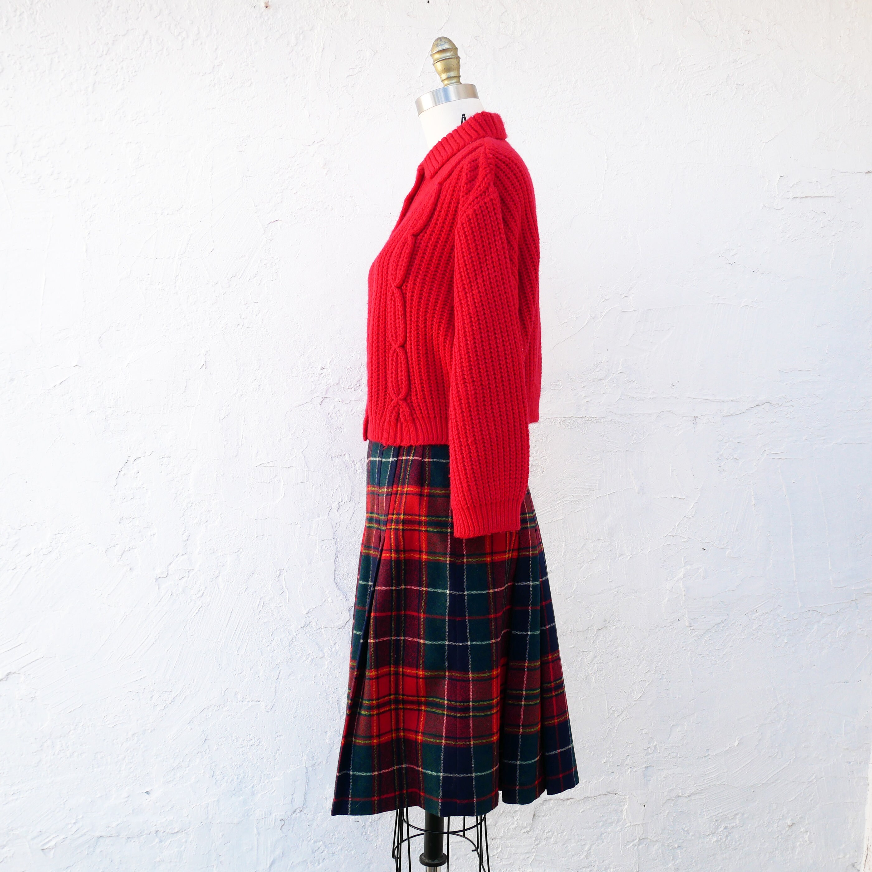 Vintage 1960s Red Plaid Wool Skirt | Etsy