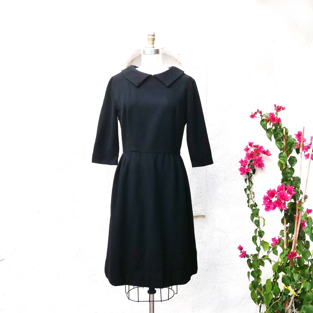 Little Black Dress Size S Dark Academia 50s Wool Dress - Etsy