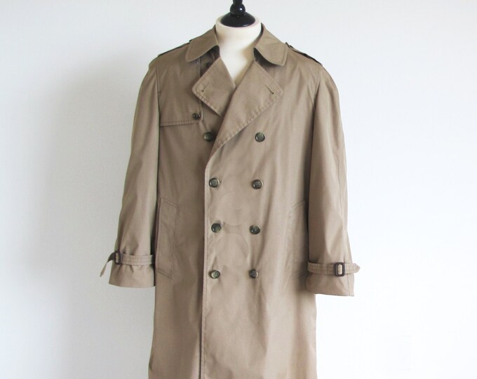 Mens Vintage London Fog Trench Coat, Double Breasted All Weather Coat ...