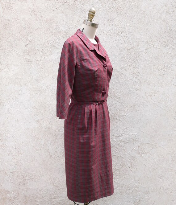 Cotton Plaid Dress, Size S, with Matching Jacket - image 6