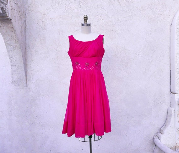 hot pink 50s dress