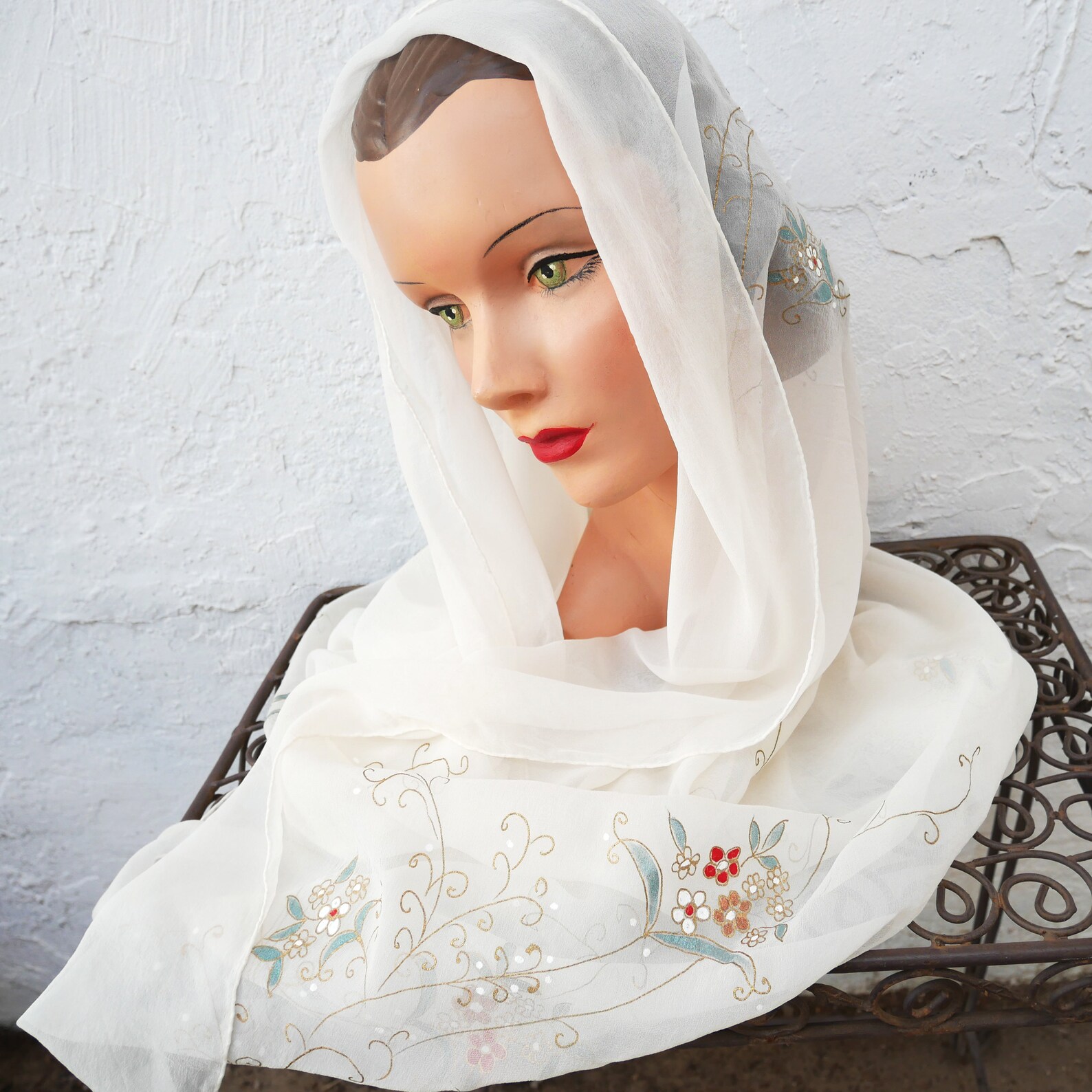 Langer handbemalter Seiden und Rayonschal Made in Japan | Etsy