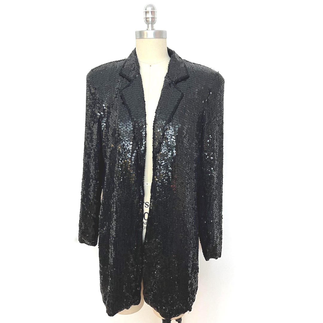 Vintage 80s Black Sequin Jacket Black 16 main image 1