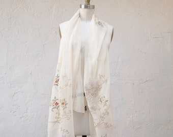 Long Hand painted Silk and Rayon Scarf Made in Japan