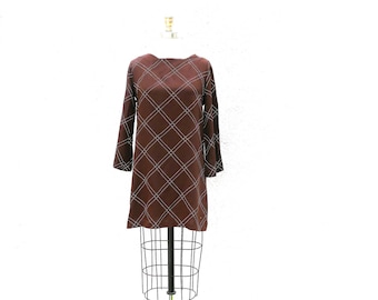 Vintage 60s Brown Mini, XS, Twiggy Dress