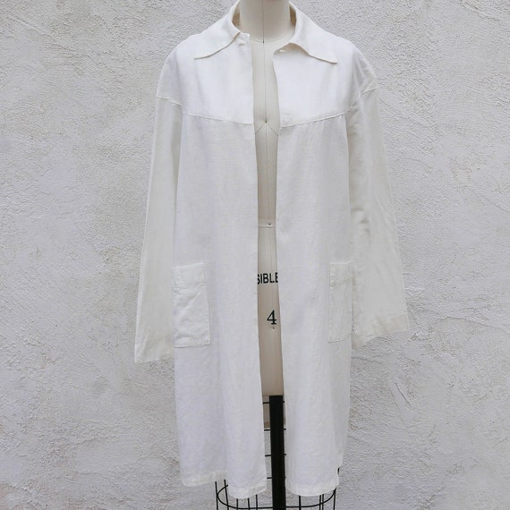 1920s Coat, White Linen Duster, Size XS - image 7