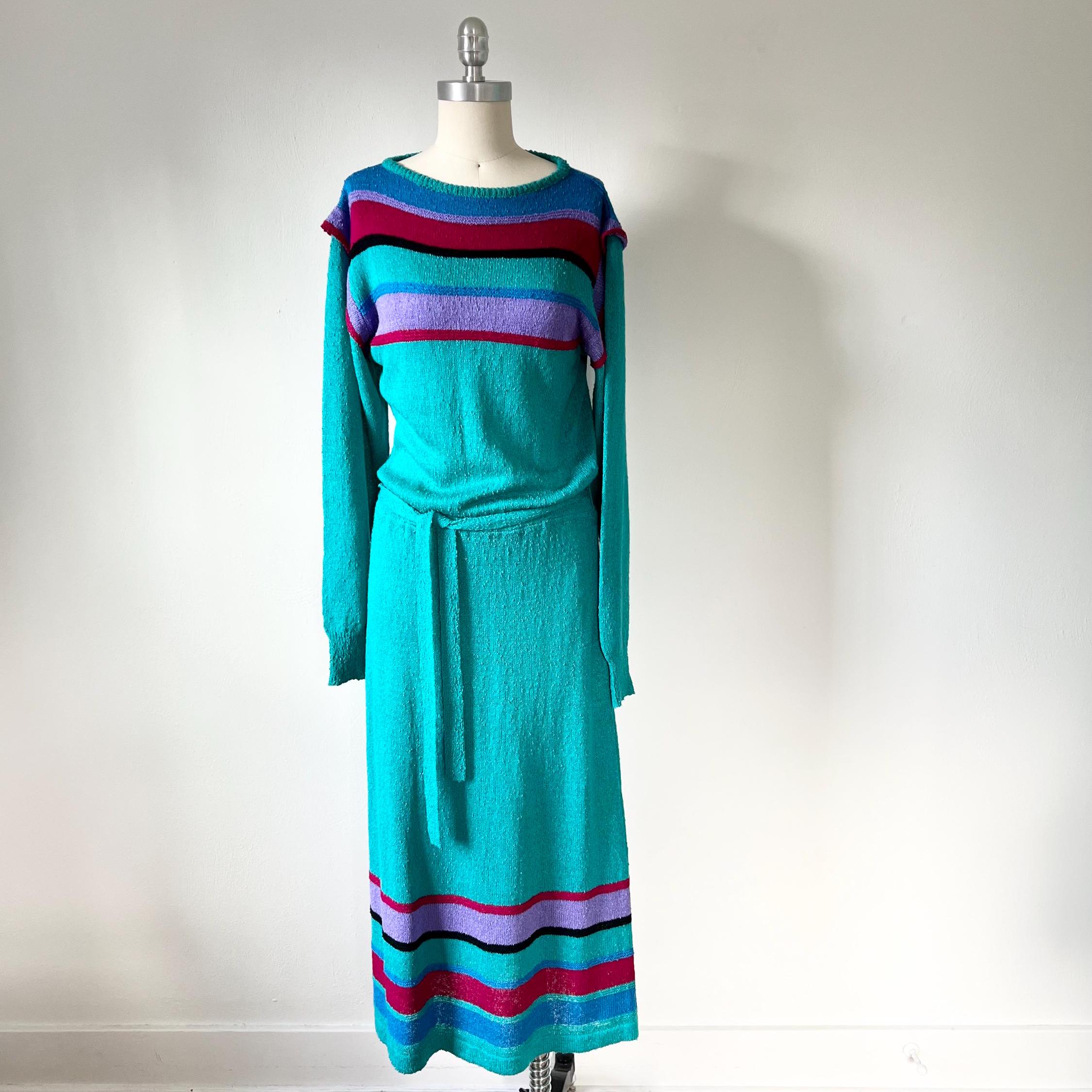 1970s Striped Knit Sweater Dress