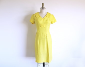 60s Lemon Yellow Day Dress, Mod Summer Dress