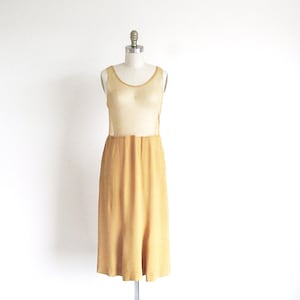 Vintage 50s, Size S, Butterscotch Rayon Crepe  Skirt and Camisole, 1950s  Tan Skirt