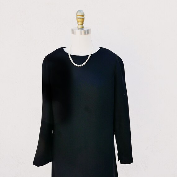 60s Little Black Dress, Size M, Long Sleeves, Sim… - image 4